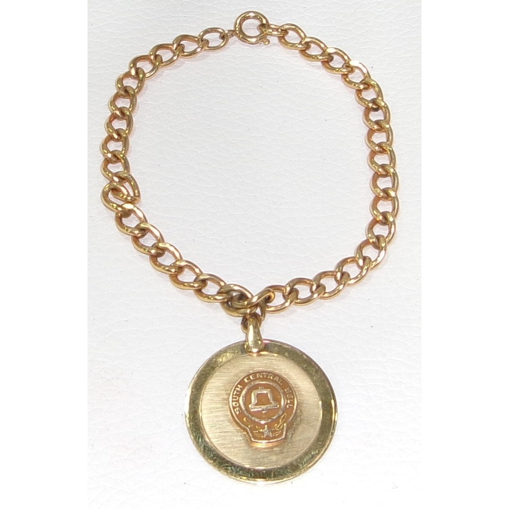 Vintage South Central Bell 14K Gold Emblem on 12K GF Charm Bracelet